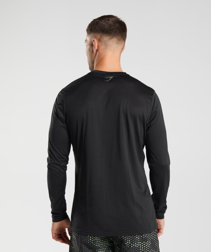 Men's Gymshark Sport Long Sleeve T-Shirts Black | NZ 5OKUNQ